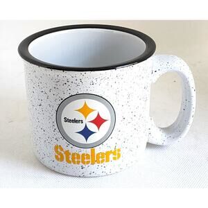 MUG/CUP-Pittsburgh Steelers Football Team-White Black Spots-Steelers Logo-12 oz